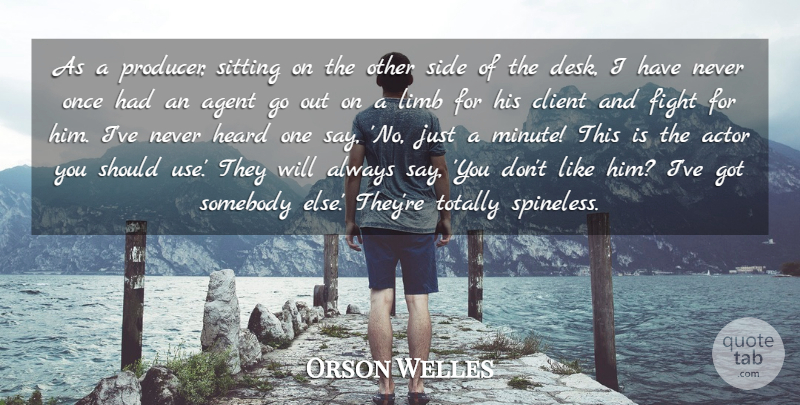 Orson Welles Quote About Fighting, Sitting, Use: As A Producer Sitting On...
