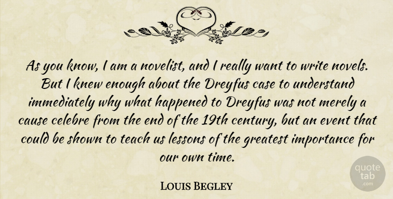 Louis Begley Quote About Writing, Events, Lessons: As You Know I Am...