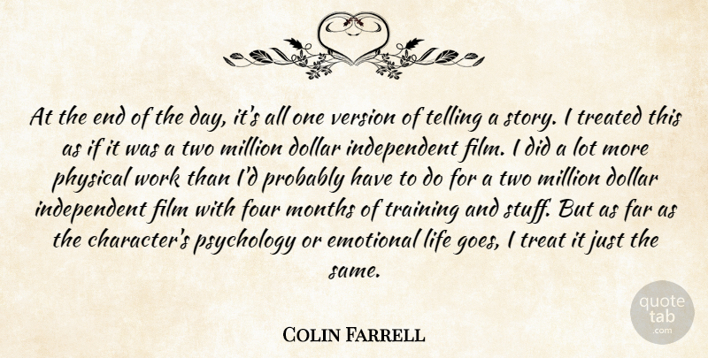 Colin Farrell Quote About Character, Independent, Emotional: At The End Of The...