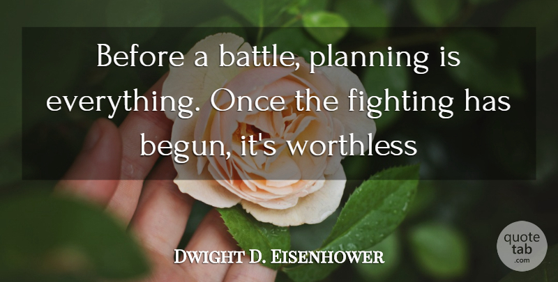 Dwight D. Eisenhower Quote About Fighting, Battle, Planning: Before A Battle Planning Is...