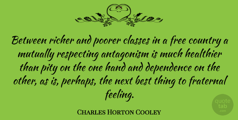 Charles Horton Cooley Quote About Country, Hands, Class: Between Richer And Poorer Classes...