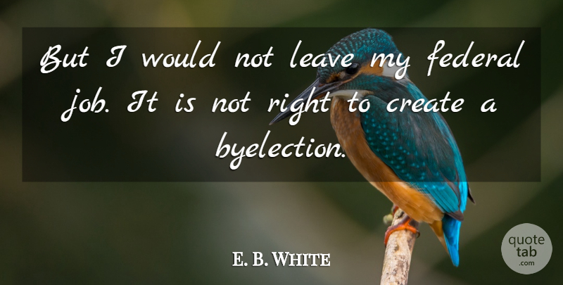 E. B. White Quote About Create, Federal, Leave: But I Would Not Leave...