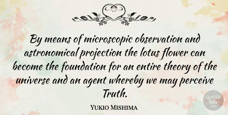 Yukio Mishima Quote About Flower, Mean, Lotuses: By Means Of Microscopic Observation...
