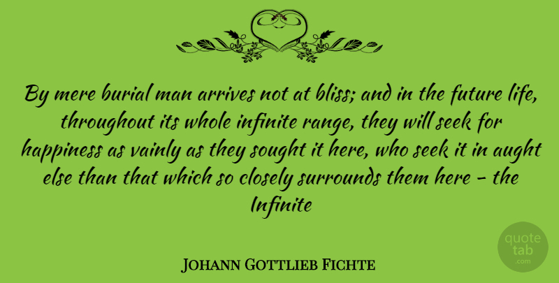 Johann Gottlieb Fichte Quote About Men, Infinite, Bliss: By Mere Burial Man Arrives...