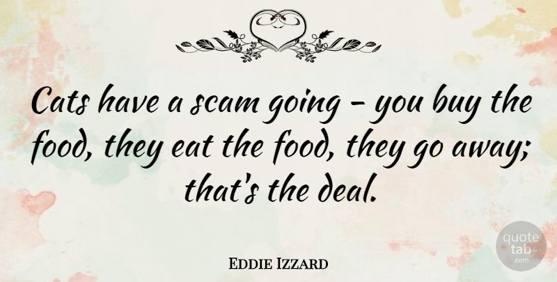 Eddie Izzard Quote About Cat, Going Away, Scams: Cats Have A Scam Going...