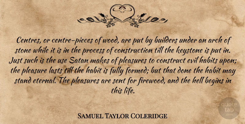 Samuel Taylor Coleridge Quote About Evil, Use, Done: Centres Or Centre Pieces Of...