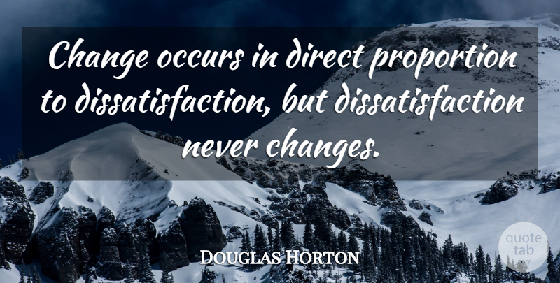 Douglas Horton Quote About Never Change, Proportion, Direct: Change Occurs In Direct Proportion...