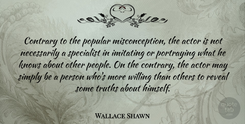 Wallace Shawn Quote About Contrary, Knows, Portraying, Reveal, Simply: Contrary To The Popular Misconception...