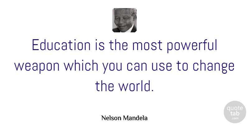 Nelson Mandela Quote About Inspirational, Change, Inspiring: Education Is The Most Powerful...