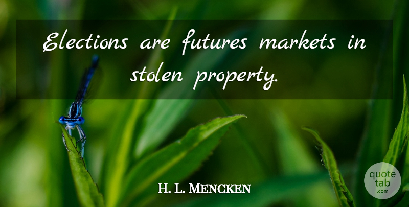 H. L. Mencken Quote About Libertarian, Election, Stolen: Elections Are Futures Markets In...