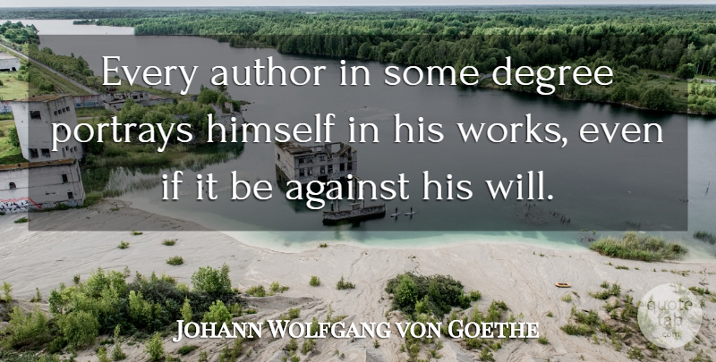 Johann Wolfgang von Goethe Quote About Against, Author, Degree, Himself, Writers And Writing: Every Author In Some Degree...