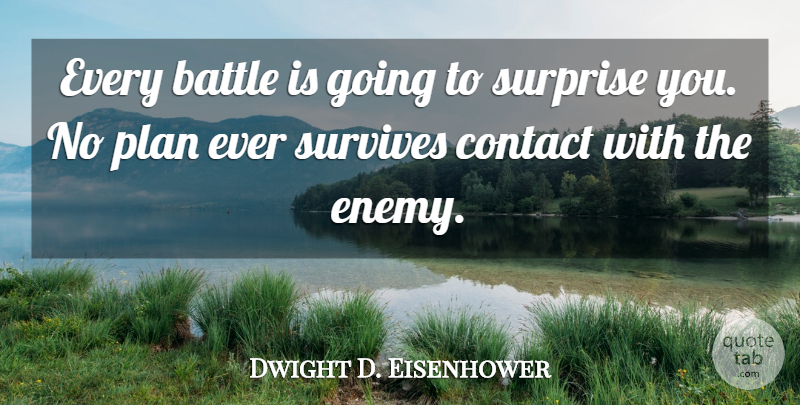 Dwight D. Eisenhower Quote About Enemy, Battle, Surprise: Every Battle Is Going To...