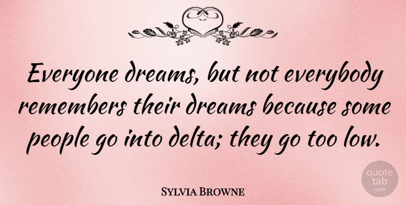 Sylvia Browne Quote About Dream, People, Remember: Everyone Dreams But Not Everybody...