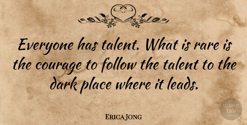 Erica Jong Quote About Inspirational, Life, Success: Everyone Has Talent What Is...