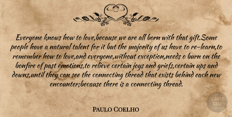 Paulo Coelho Quote About Grief, Past, Natural Talent: Everyone Knows How To Lovebecause...
