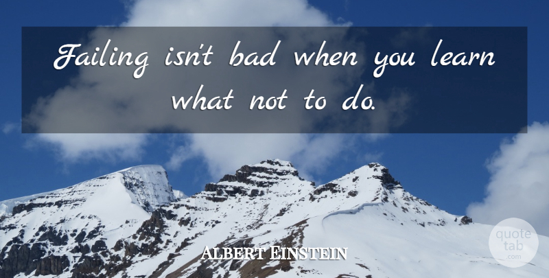 Albert Einstein Quote About Failing: Failing Isnt Bad When You...