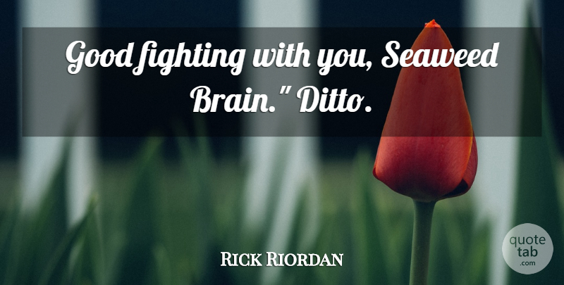 Rick Riordan Quote About Fighting, Brain, Annabeth: Good Fighting With You Seaweed...