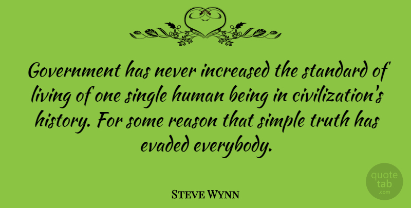 Steve Wynn Quote About Government, History, Human, Increased, Living: Government Has Never Increased The...