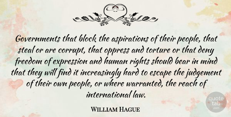 William Hague Quote About Motivational, Block, Rights: Governments That Block The Aspirations...