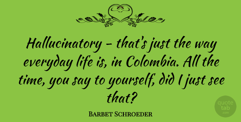 Barbet Schroeder Quote About Everyday, Way, Life Is: Hallucinatory Thats Just The Way...