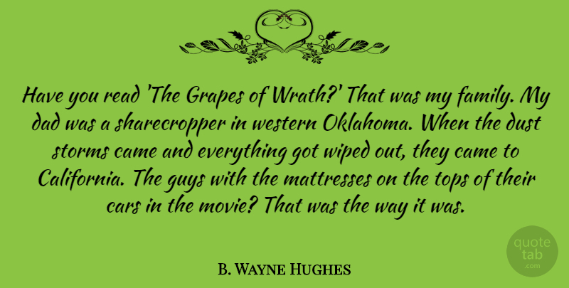 B. Wayne Hughes Quote About Came, Dad, Dust, Family, Grapes: Have You Read The Grapes...