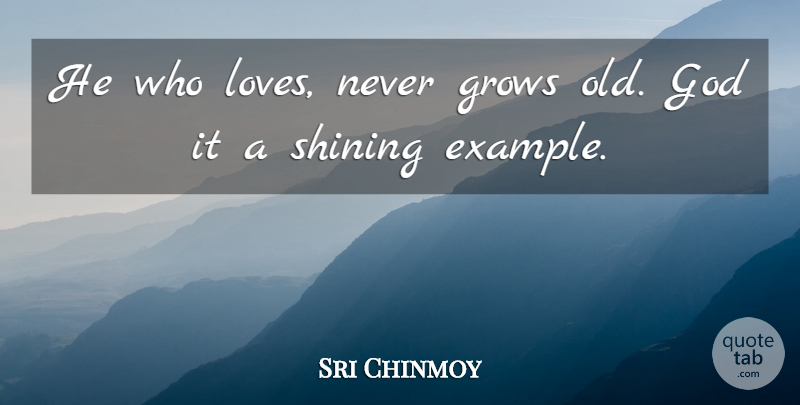 Sri Chinmoy Quote About Shining, Example, Grows: He Who Loves Never Grows...