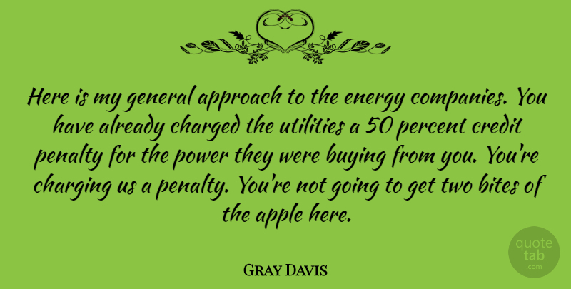 Gray Davis Quote About Apple, Approach, Bites, Buying, Charged: Here Is My General Approach...