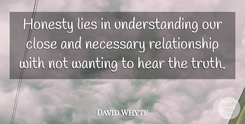 David Whyte Quote About Close, Lies, Necessary, Relationship, Truth: Honesty Lies In Understanding Our...