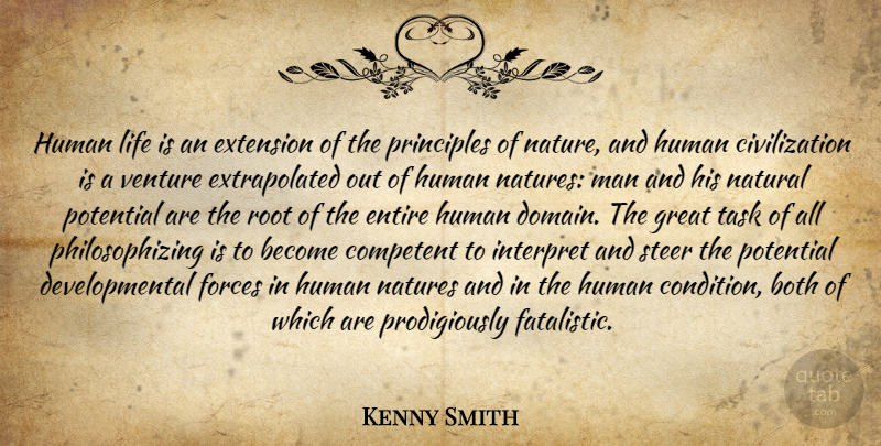 Kenny Smith Quote About Philosophy, Men, Civilization: Human Life Is An Extension...