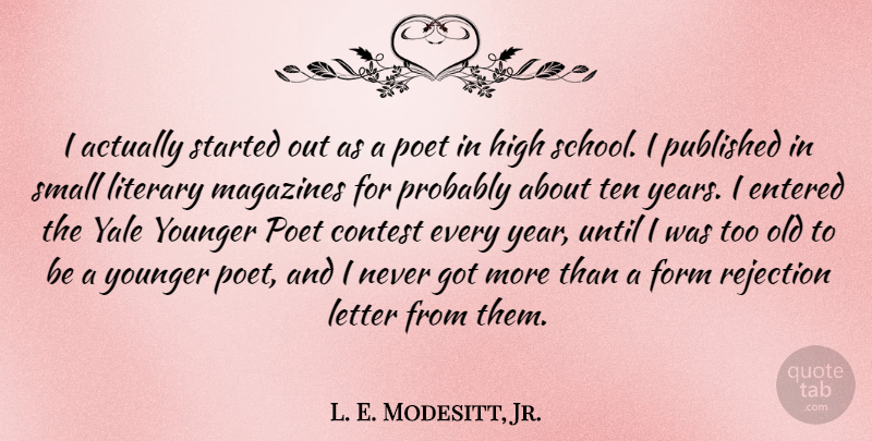 L. E. Modesitt, Jr. Quote About Contest, Entered, Form, High, Letter: I Actually Started Out As...