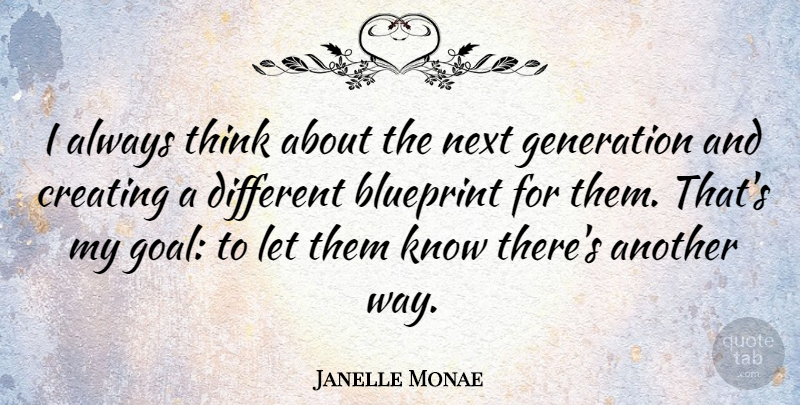 Janelle Monae Quote About Thinking, Creating, Goal: I Always Think About The...