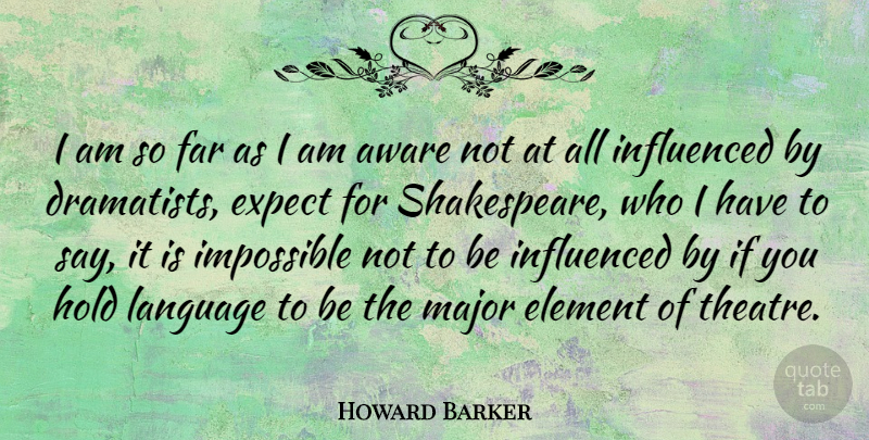 Howard Barker Quote About Theatre, Elements, Impossible: I Am So Far As...