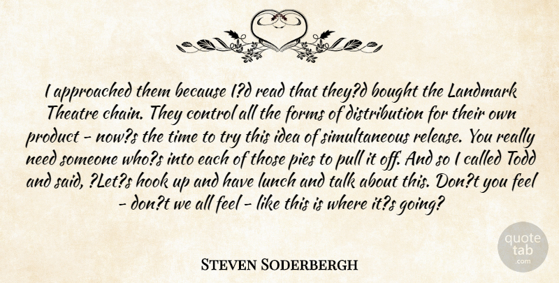 Steven Soderbergh Quote About Bought, Control, Forms, Hook, Landmark: I Approached Them Because Id...