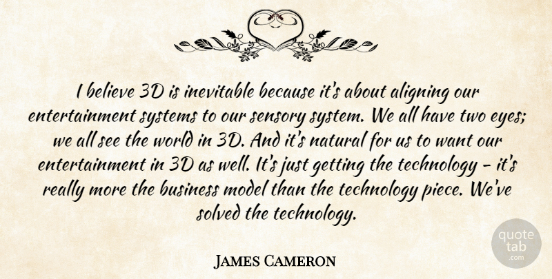 James Cameron Quote About Believe, Business, Entertainment, Inevitable, Model: I Believe 3d Is Inevitable...