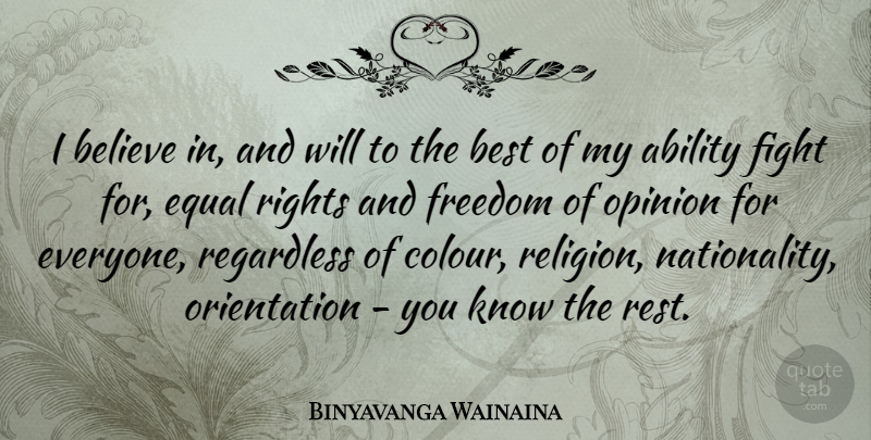 Binyavanga Wainaina Quote About Believe, Fighting, Rights: I Believe In And Will...