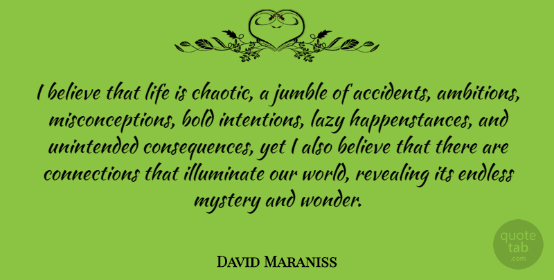 David Maraniss Quote About Believe, Bold, Endless, Illuminate, Life: I Believe That Life Is...