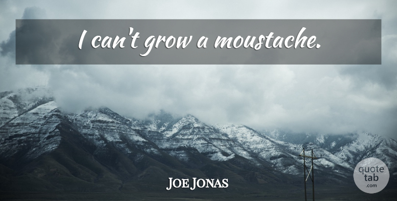 Joe Jonas Quote About Moustache, Grows, I Can: I Cant Grow A Moustache...