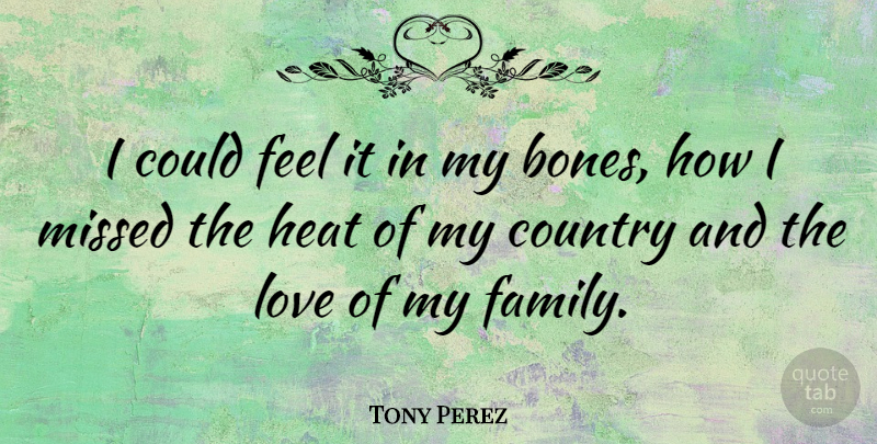 Tony Perez Quote About American Athlete, Country, Love, Missed: I Could Feel It In...