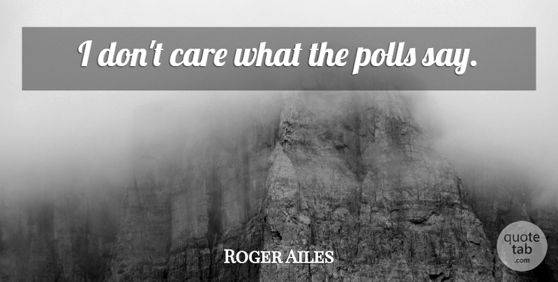Roger Ailes Quote About Care: I Dont Care What The...
