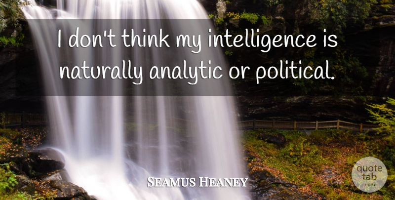 Seamus Heaney Quote About Intelligence, Naturally: I Dont Think My Intelligence...