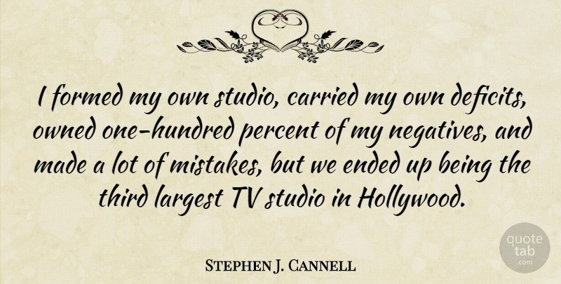 Stephen J. Cannell Quote About Carried, Ended, Formed, Largest, Owned: I Formed My Own Studio...