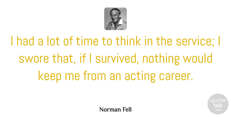 Norman Fell Quote About Acting, Time: I Had A Lot Of...