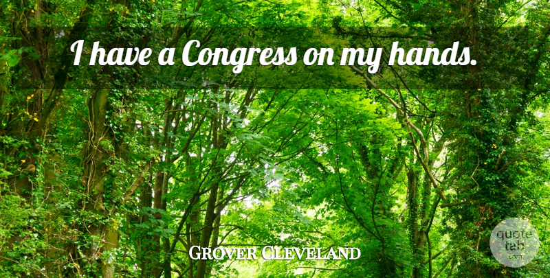 Grover Cleveland Quote About Hands, Government, Congress: I Have A Congress On...