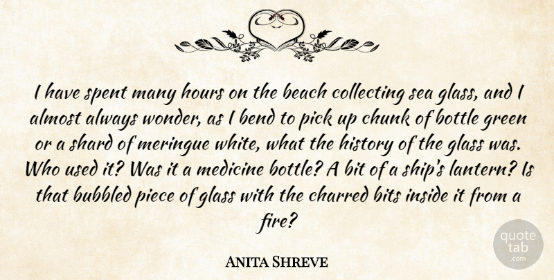 Anita Shreve Quote About Almost, Bend, Bit, Bits, Bottle: I Have Spent Many Hours...