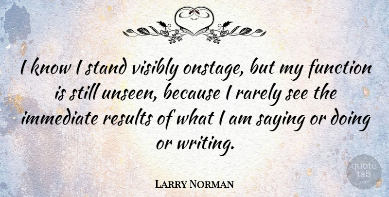 Larry Norman Quote About Writing, Unseen, Results: I Know I Stand Visibly...