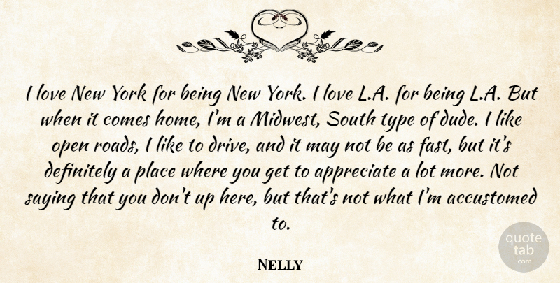 Nelly Quote About New York, Home, Appreciate: I Love New York For...