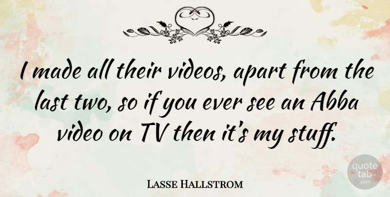 Lasse Hallstrom Quote About Two, Video, Stuff: I Made All Their Videos...