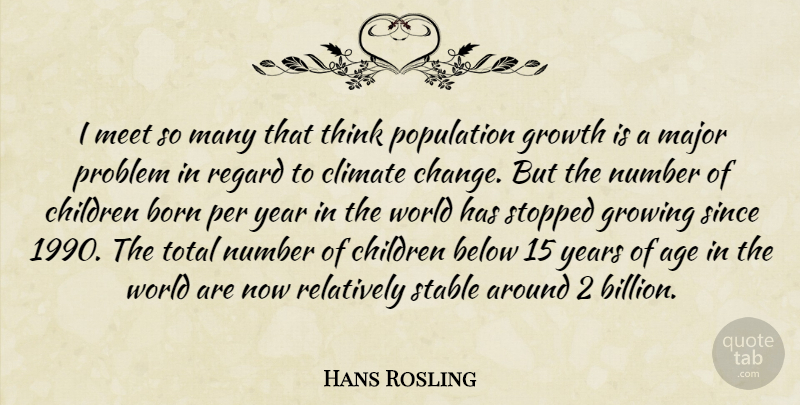 Hans Rosling Quote About Age, Below, Born, Change, Children: I Meet So Many That...