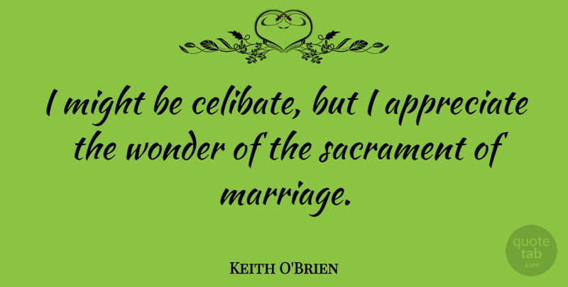 Keith O'Brien Quote About Appreciate, Might, Wonder: I Might Be Celibate But...