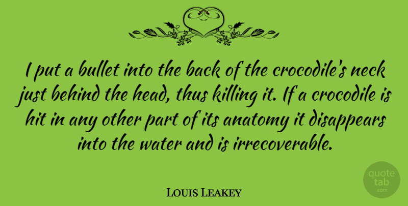 Louis Leakey Quote About Anatomy, Bullet, Crocodile, Disappears, Hit: I Put A Bullet Into...